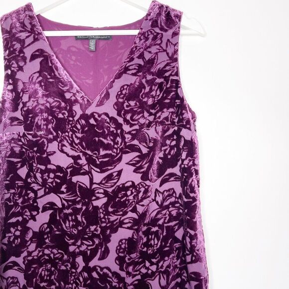 WHITE HOUSE BLACK MARKET Purple Floral Blouse  - Picture 2 of 9